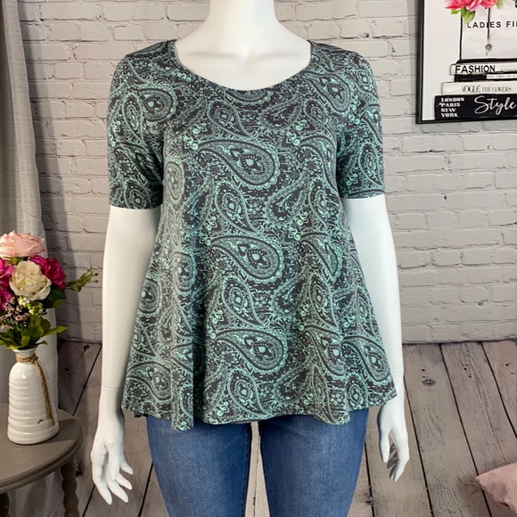 LuLaRoe Tops - LuLaRoe Green/Gray Paisley Top Size: Large